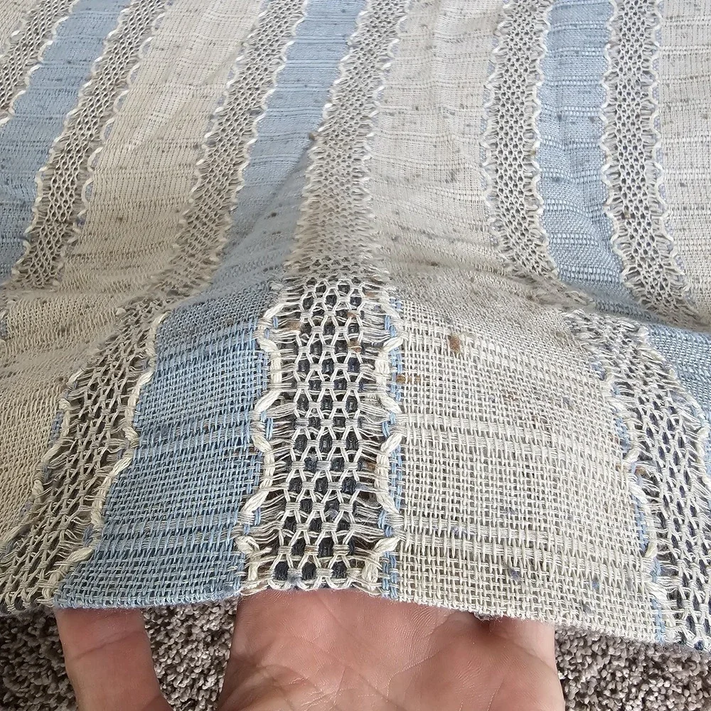 Vintage 1970s Scandinavian Style Natural Woven Fibers Fabric Drape Curtains Pair